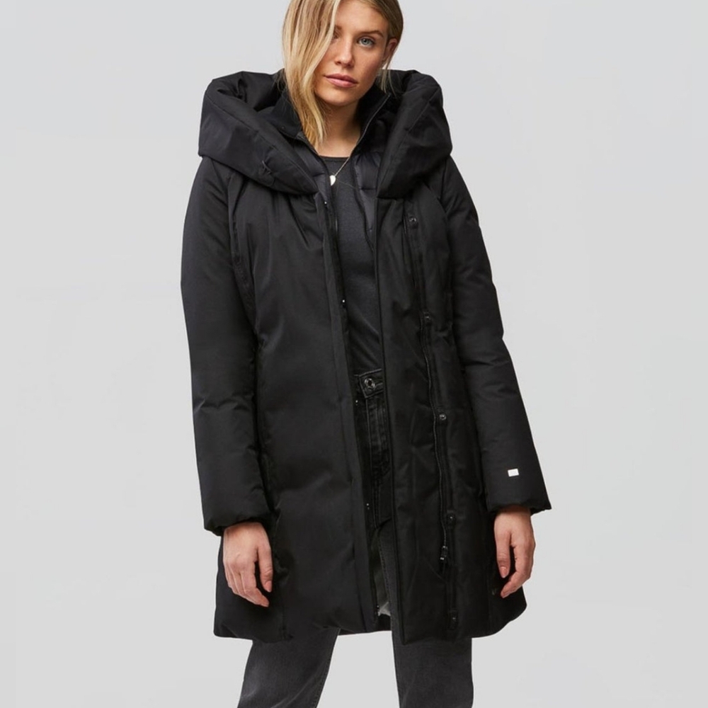 Women's Black Hooded Coat - Picture 9 of 9